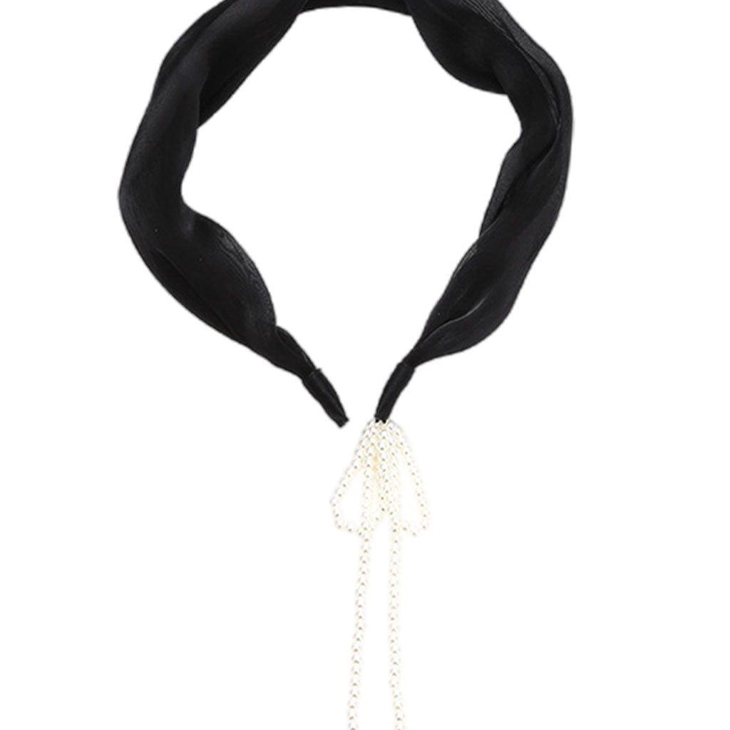 Women Tassel Earring Hairband Sweet Headdress Pendant for Female Girls Black