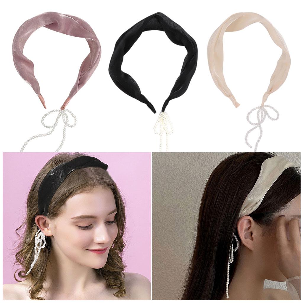 Women Tassel Earring Hairband Sweet Headdress Pendant for Female Girls Black
