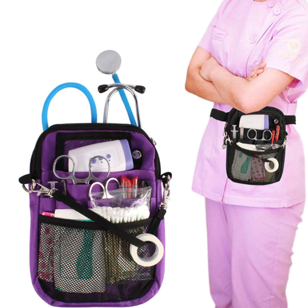 Nurse Fanny Pack Multi Compartment for Bandage Tools Purple