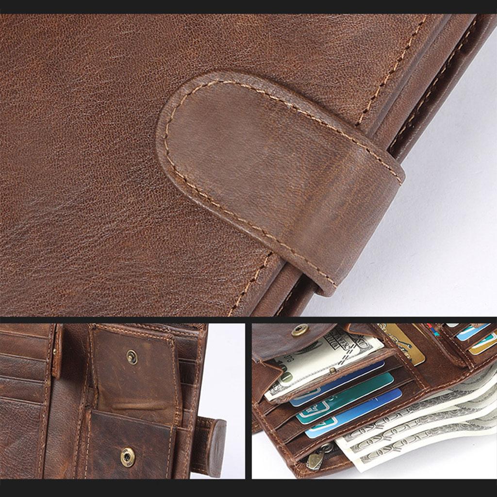 Trifold Wallet Zip Coin Pocket Purse Zip Minimalist Mens coffee