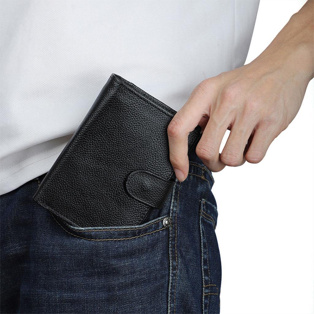 Trifold Wallet Zip Coin Pocket Purse Zip Minimalist Mens black