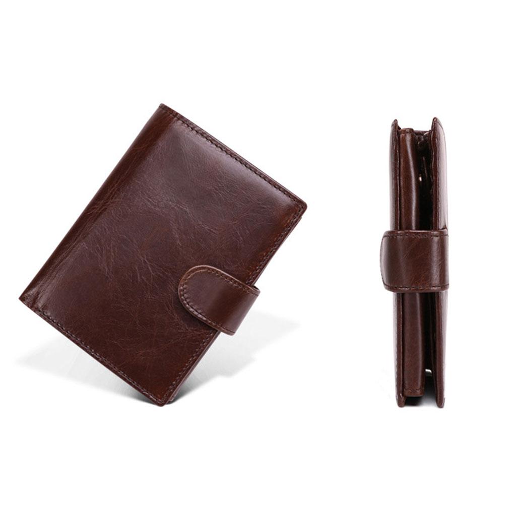 Trifold Wallet Zip Coin Pocket Purse Zip Minimalist Mens Brown oil wax