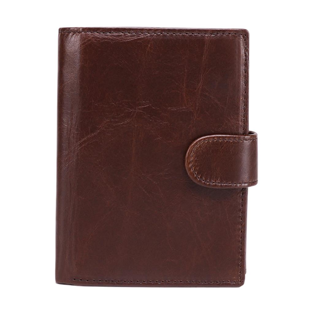 Trifold Wallet Zip Coin Pocket Purse Zip Minimalist Mens Brown oil wax