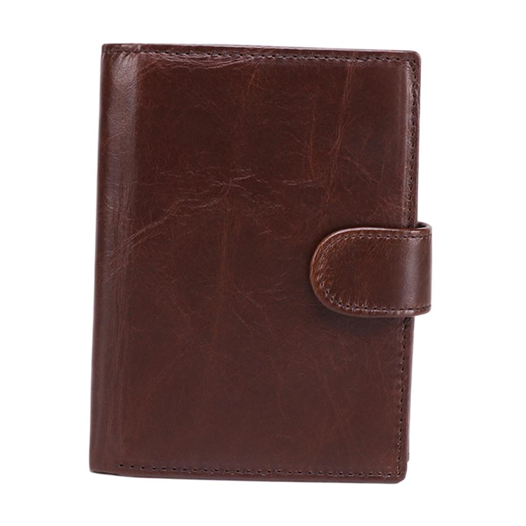 Trifold Wallet Zip Coin Pocket Purse Zip Minimalist Mens Brown oil wax