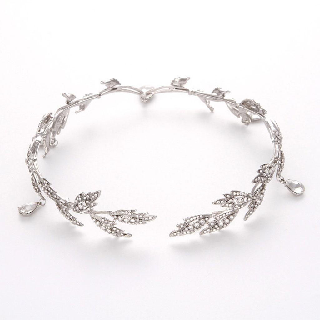 Forehead Chain Headband Crystal Crown for Hair Jewelry Ornament Silver