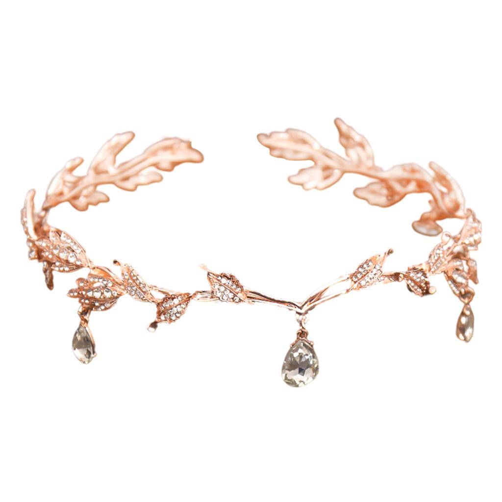 Forehead Chain Headband Crystal Crown for Hair Jewelry Ornament Rose Gold