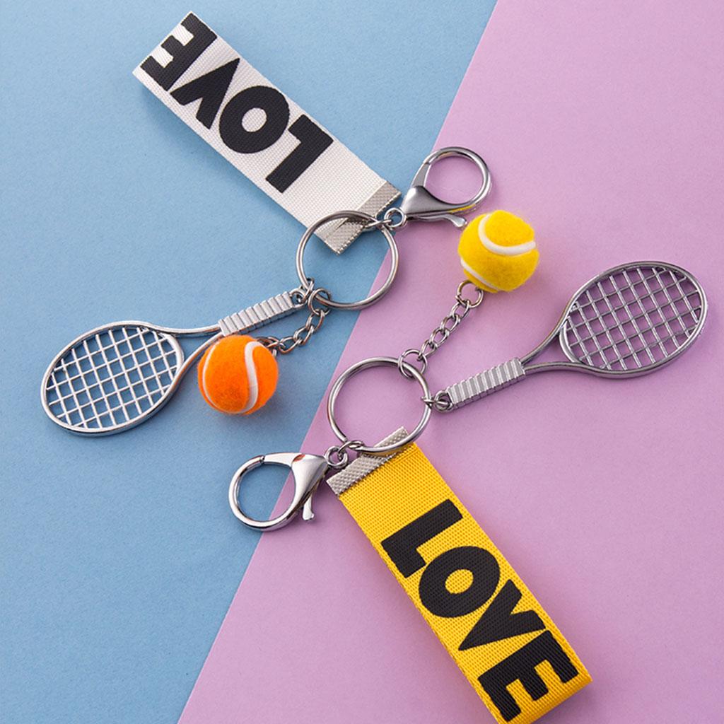 Tennis Racket Keychain Novelty Fashionable for Tennis Lovers Players Yellow