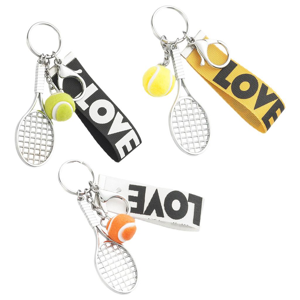 Tennis Racket Keychain Novelty Fashionable for Tennis Lovers Players Yellow