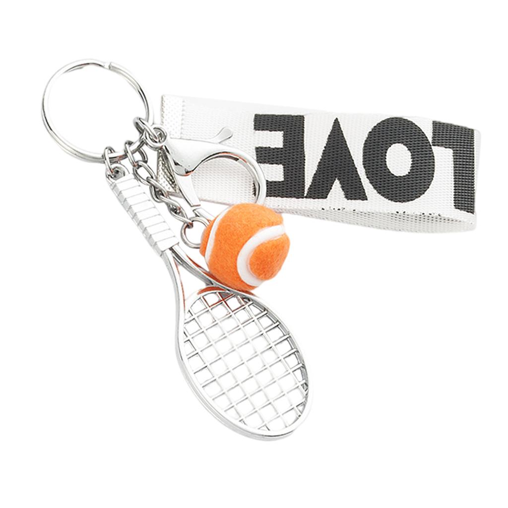 Tennis Racket Keychain Novelty Fashionable for Tennis Lovers Players Orange