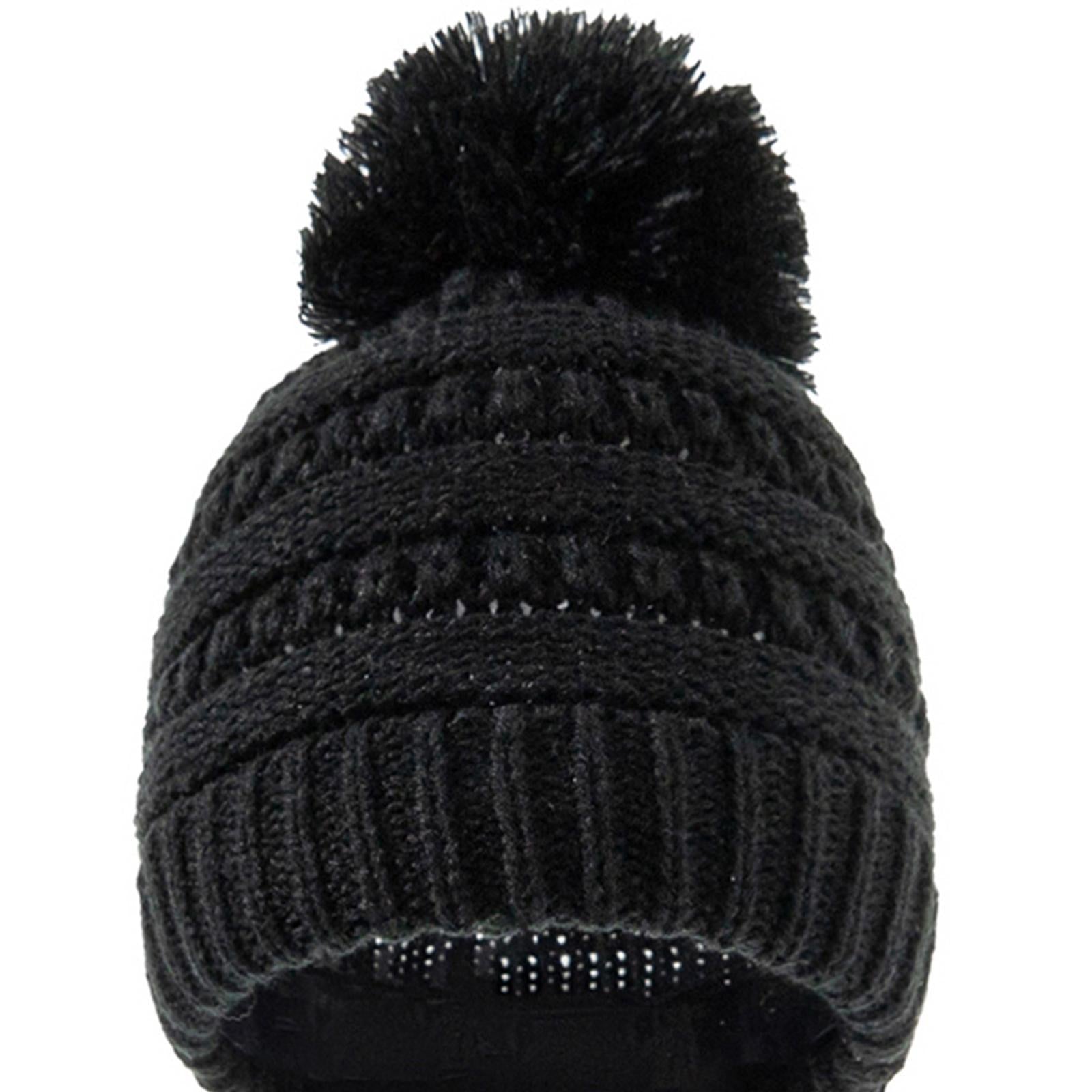 2Pcs Baby Winter Warm Hat Kids Knit Beanie Scarf Set Windproof Black Hat