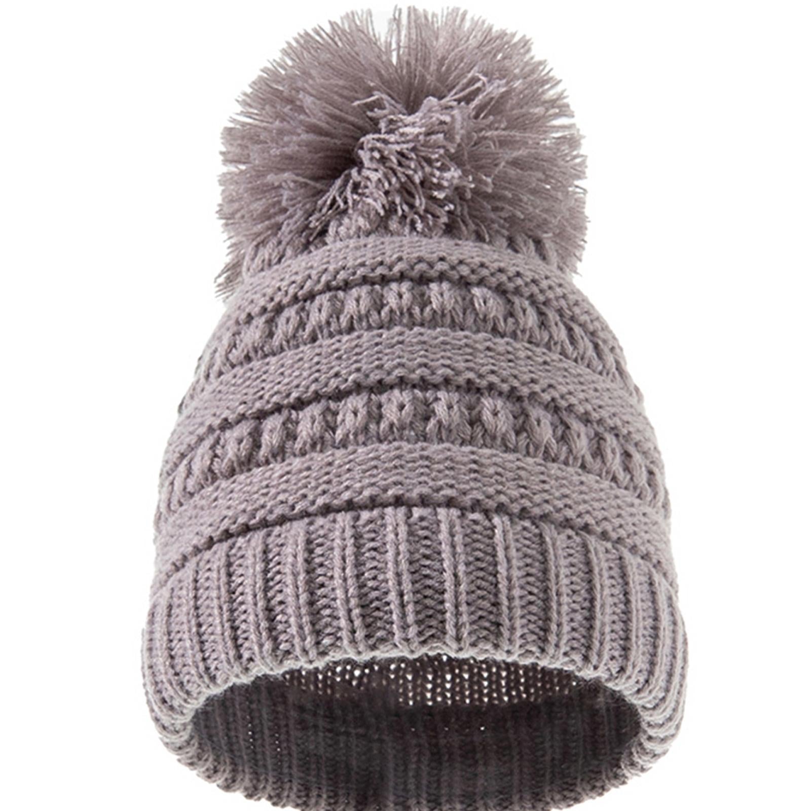 2Pcs Baby Winter Warm Hat Kids Knit Beanie Scarf Set Windproof Gray Hat