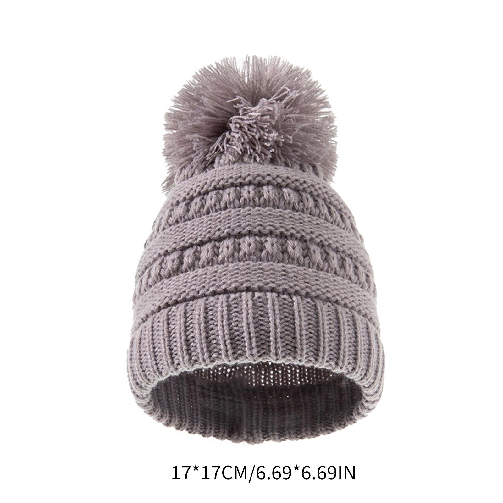 2Pcs Baby Winter Warm Hat Kids Knit Beanie Scarf Set Windproof Gray Hat