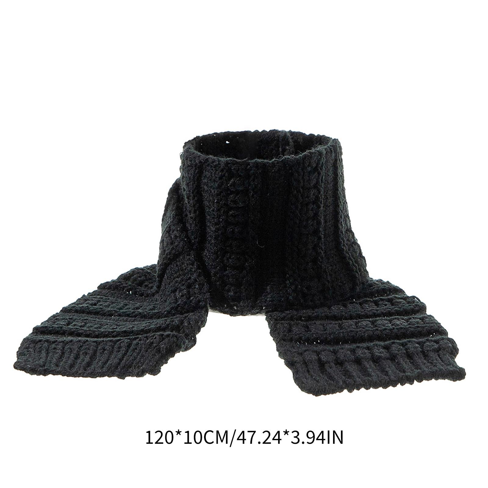 2Pcs Baby Winter Warm Hat Kids Knit Beanie Scarf Set Windproof Black Scraf