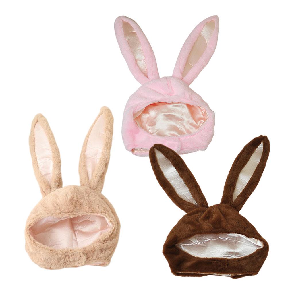 Cute Rabbit Hat with Adjustable Ears Warm Animal Soft Plush  Pink