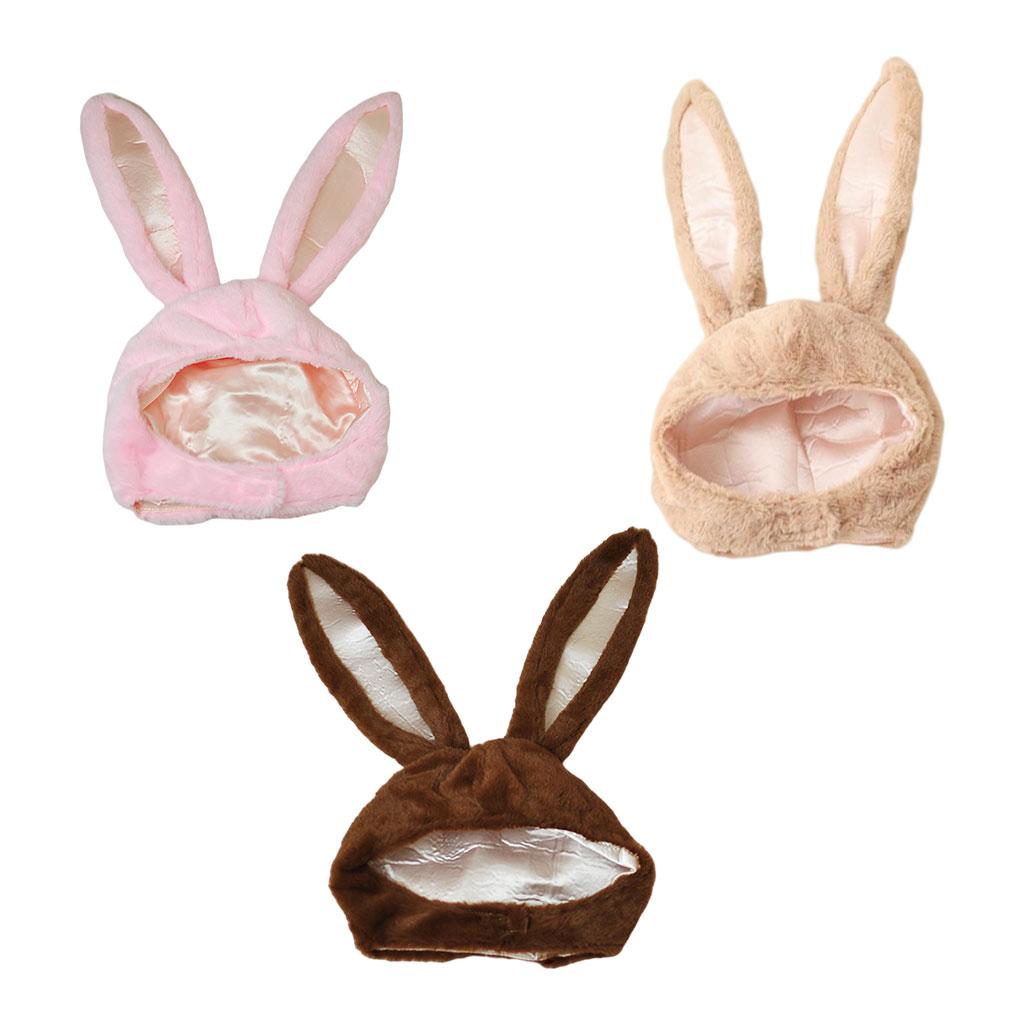 Cute Rabbit Hat with Adjustable Ears Warm Animal Soft Plush  Pink
