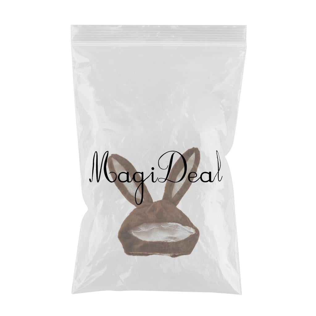 Cute Rabbit Hat with Adjustable Ears Warm Animal Soft Plush  Brown