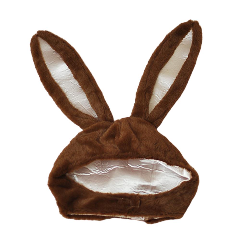 Cute Rabbit Hat with Adjustable Ears Warm Animal Soft Plush  Brown