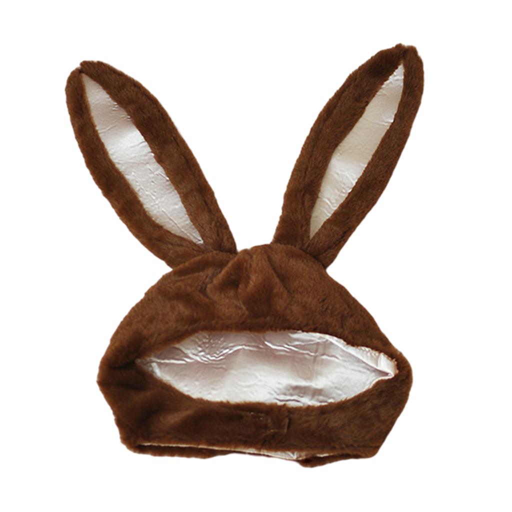 Cute Rabbit Hat with Adjustable Ears Warm Animal Soft Plush  Brown