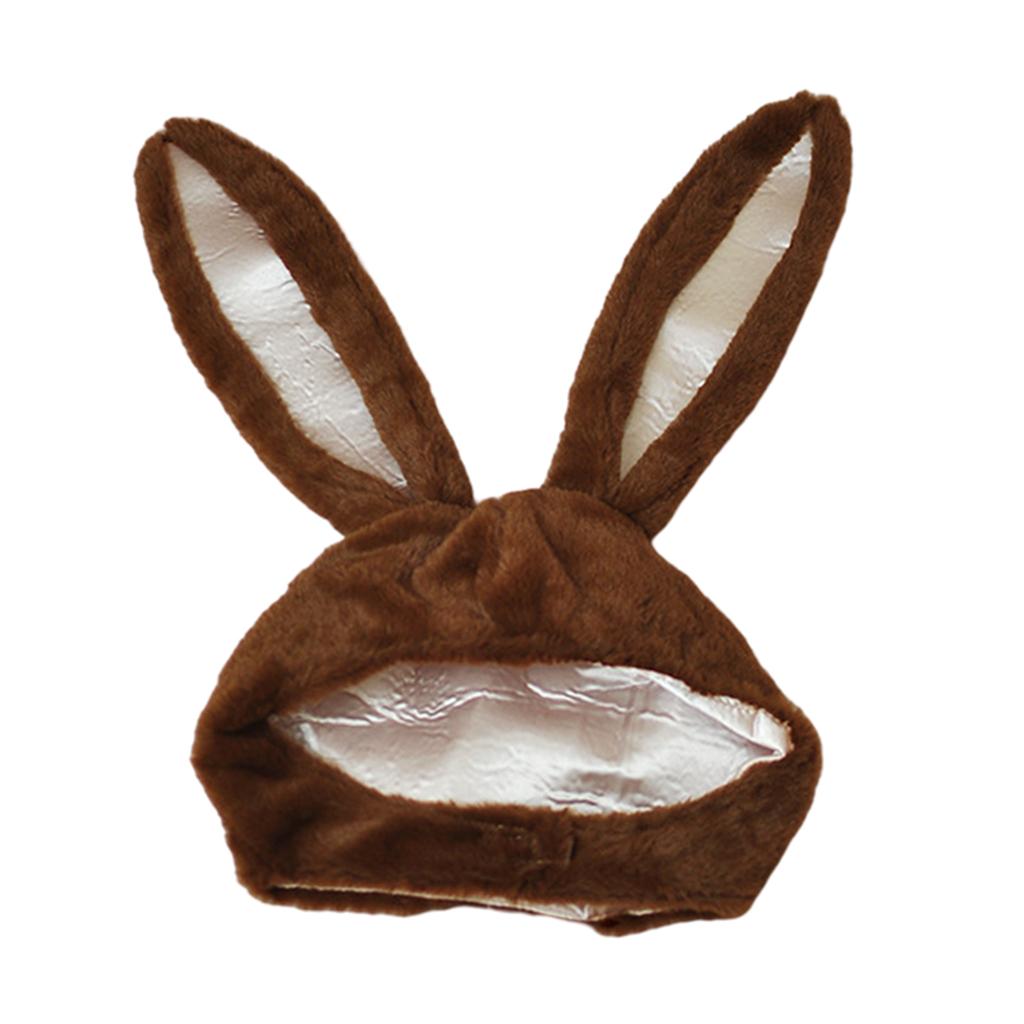 Cute Rabbit Hat with Adjustable Ears Warm Animal Soft Plush  Brown