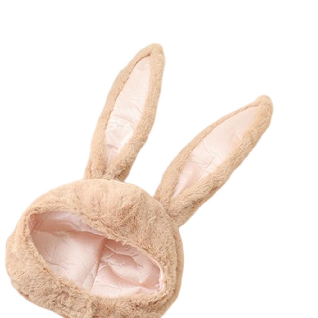 Cute Rabbit Hat with Adjustable Ears Warm Animal Soft Plush  Light Brown