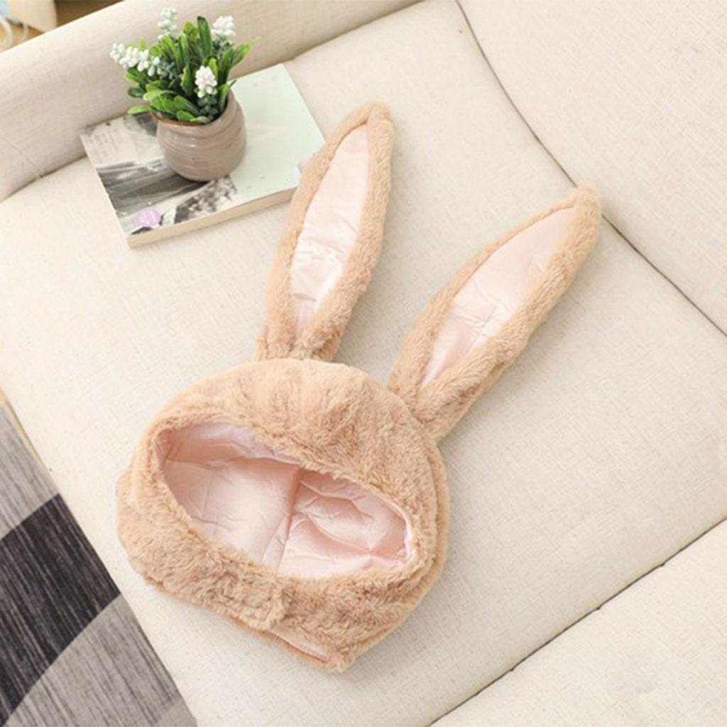 Cute Rabbit Hat with Adjustable Ears Warm Animal Soft Plush  Light Brown