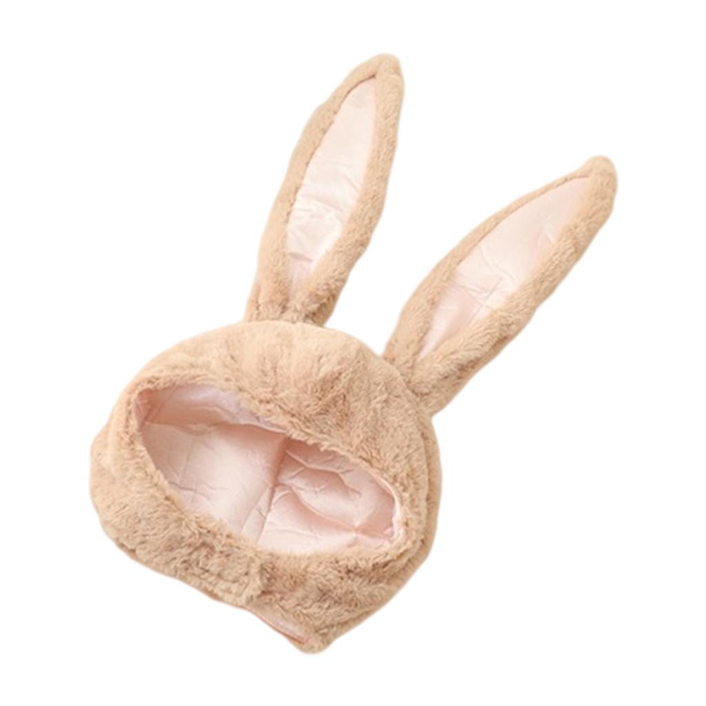 Cute Rabbit Hat with Adjustable Ears Warm Animal Soft Plush  Light Brown