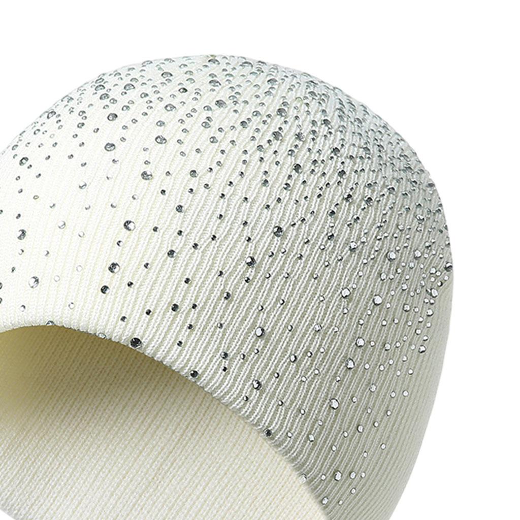 Winter Women Beanie Hat Knitted Thick Warm Acrylic Plain Soft Caps White