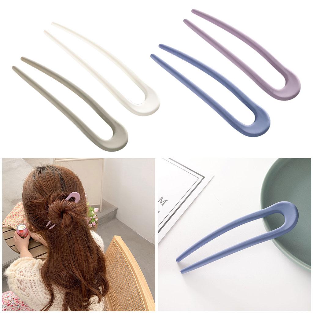 Hair Sticks Headwear U Shape Hair Pin for Lady Fashion Styling Grey