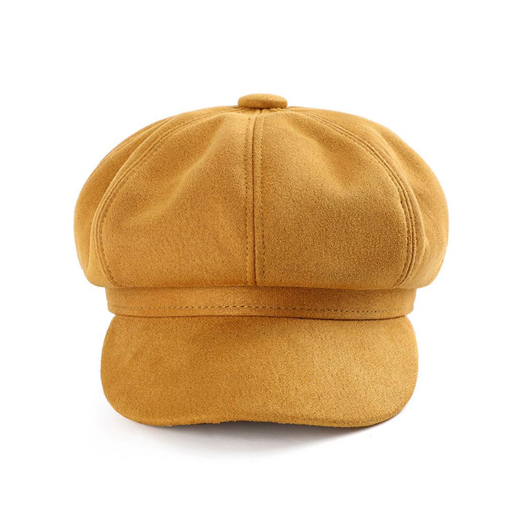 Warm Solid Berets Hat Chain Flat Hat Visor Peaked Hat Outdoor Yellow