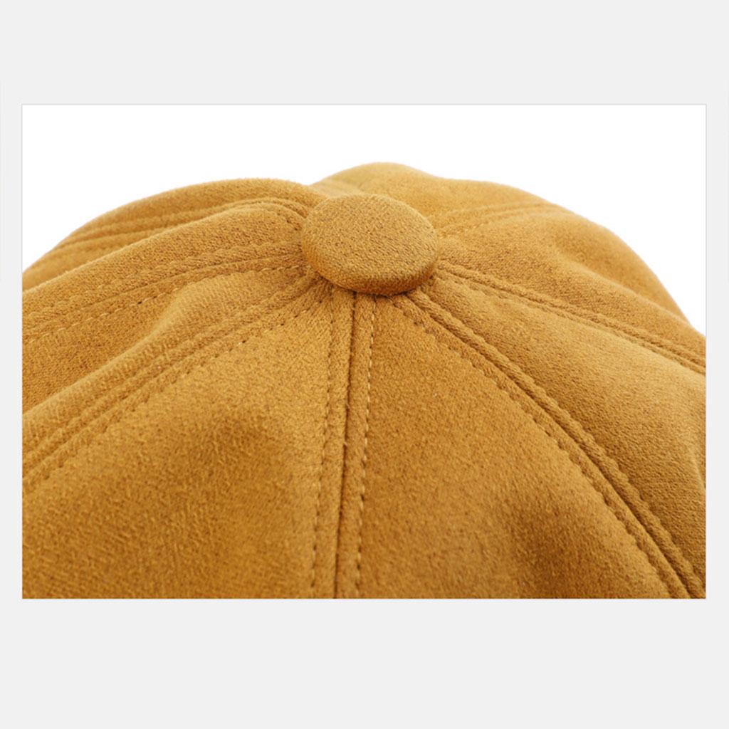 Warm Solid Berets Hat Chain Flat Hat Visor Peaked Hat Outdoor Yellow