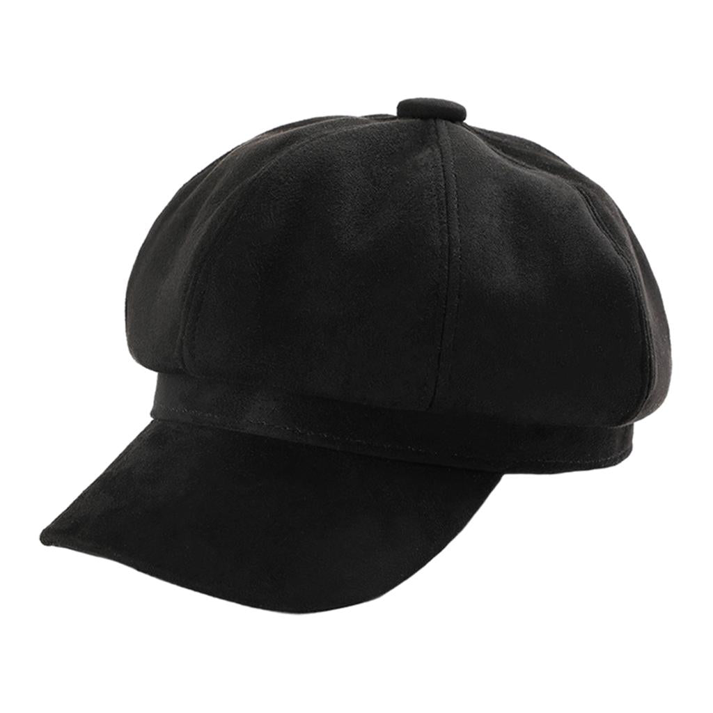 Warm Solid Berets Hat Chain Flat Hat Visor Peaked Hat Outdoor Black