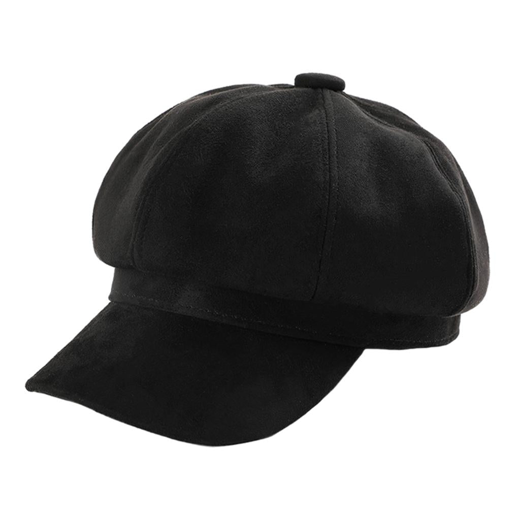 Warm Solid Berets Hat Chain Flat Hat Visor Peaked Hat Outdoor Black