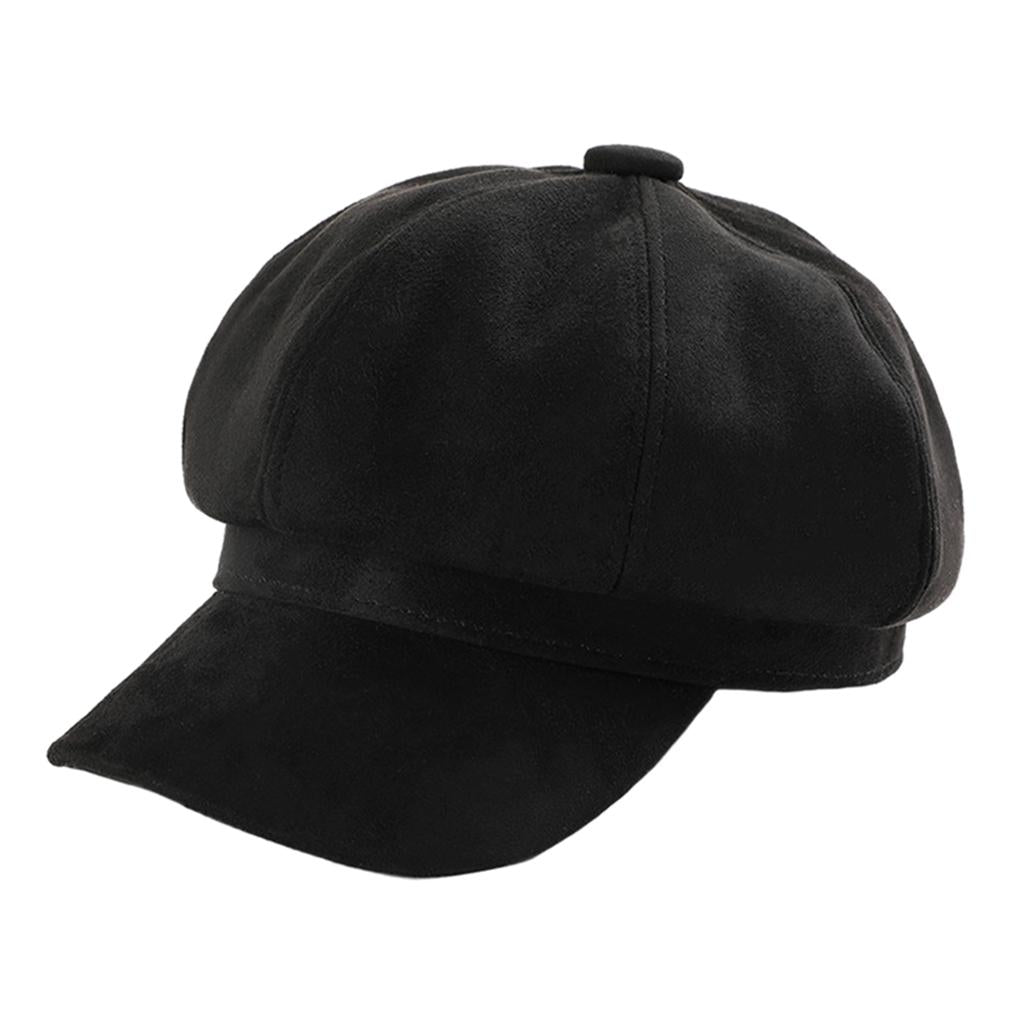 Warm Solid Berets Hat Chain Flat Hat Visor Peaked Hat Outdoor Black