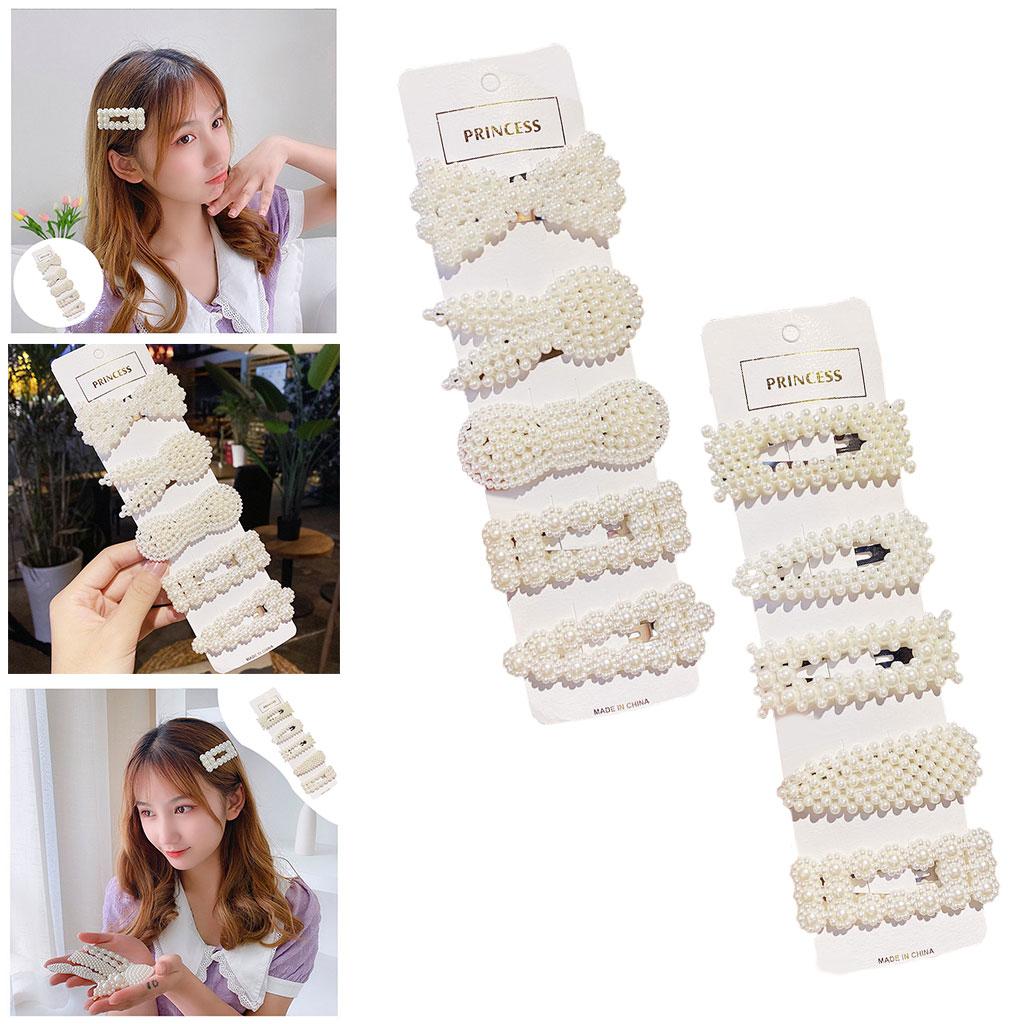 5 x Elegant Hairpin Barrettes Pearl Hair Clips for Girls Style 1