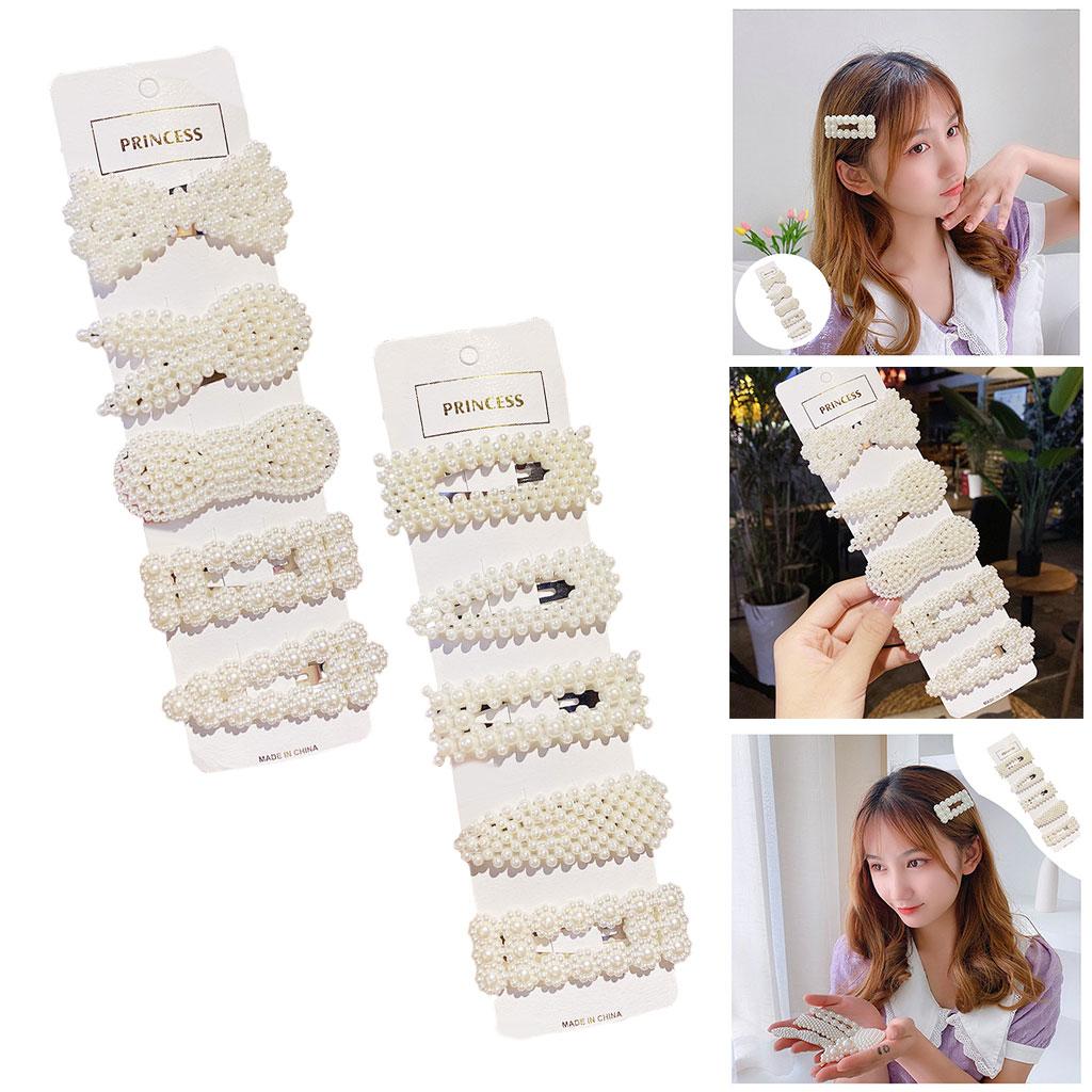 5 x Elegant Hairpin Barrettes Pearl Hair Clips for Girls Style 1