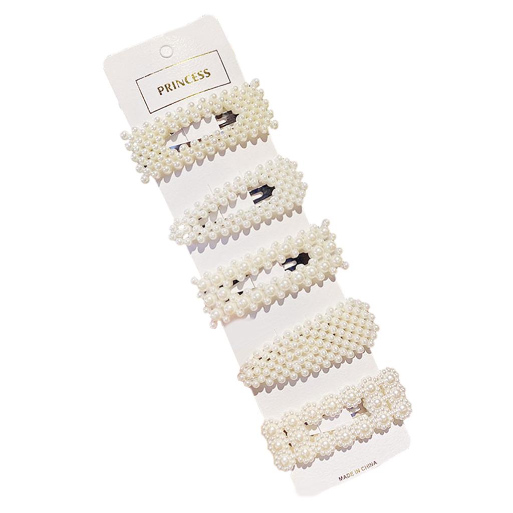 5 x Elegant Hairpin Barrettes Pearl Hair Clips for Girls Style 3