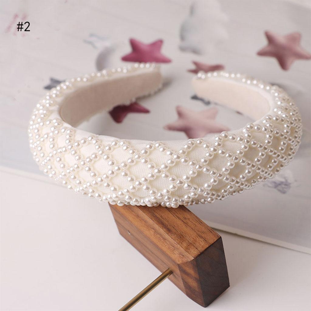 Women Elegant Pearl Headband Girls Hairband Hair Hoop Accessories Diagonal stripes