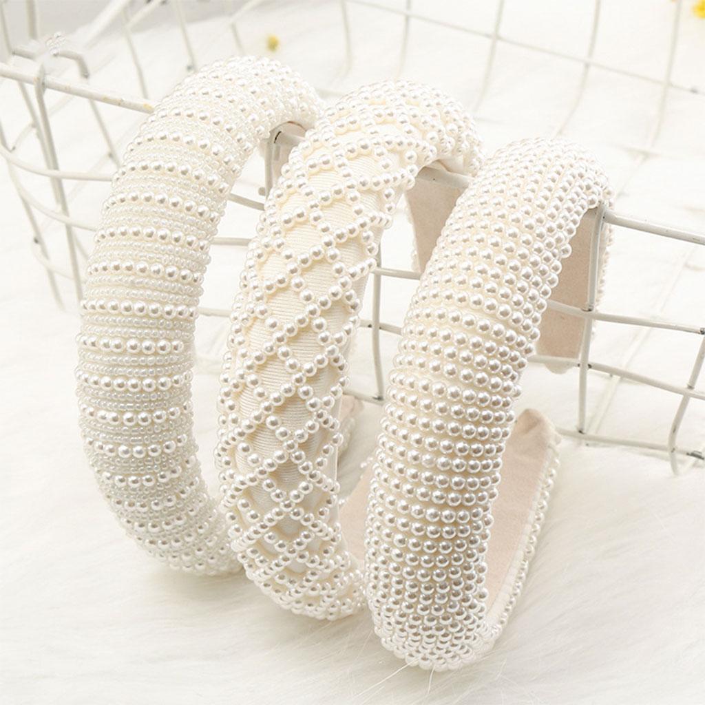 Women Elegant Pearl Headband Girls Hairband Hair Hoop Accessories Large small pearls