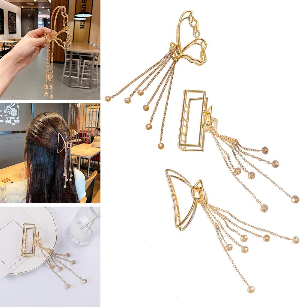 Claw Clips Alloy Tassel Hair Catch Clip for Long Hair Ponytail Butterfly