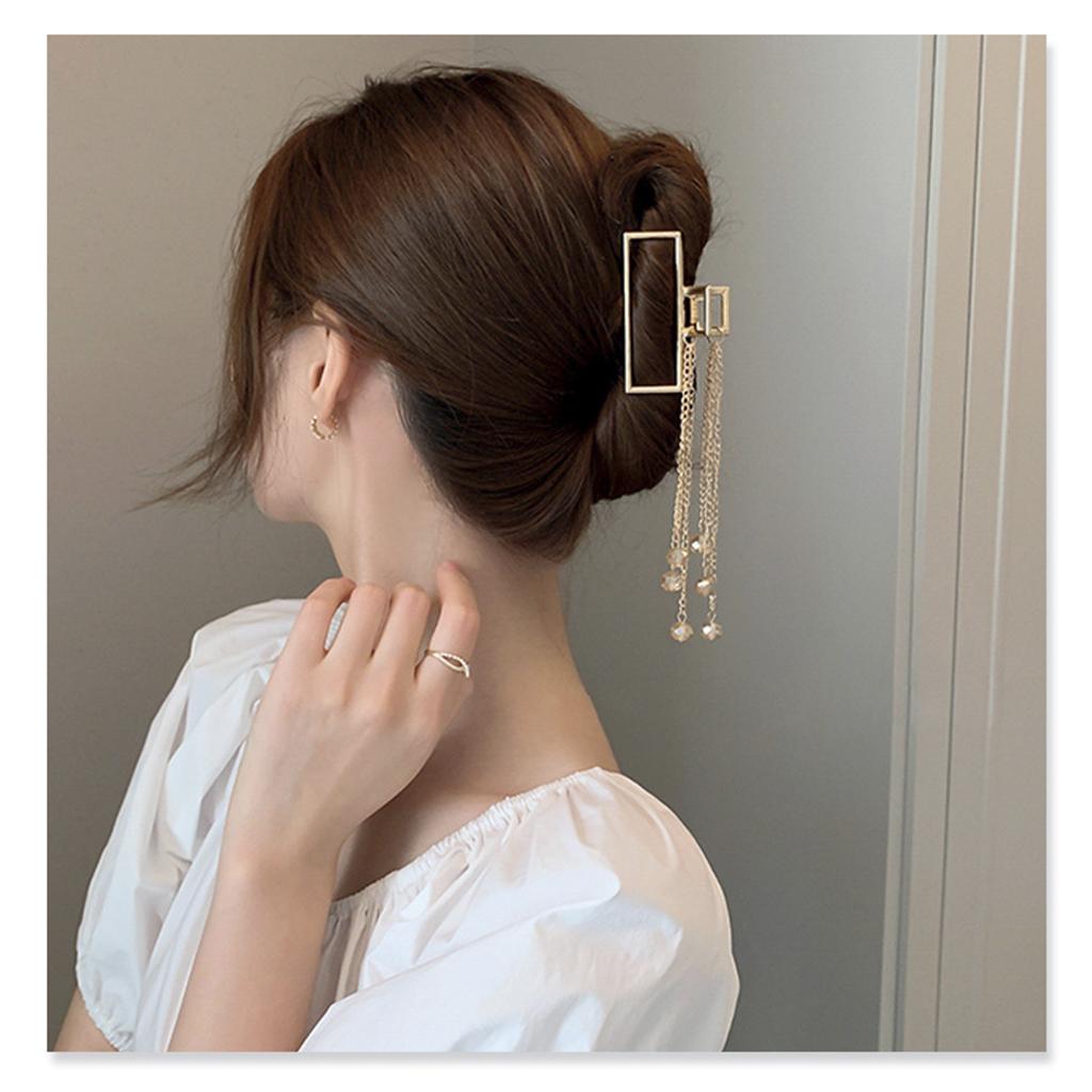 Claw Clips Alloy Tassel Hair Catch Clip for Long Hair Ponytail Square