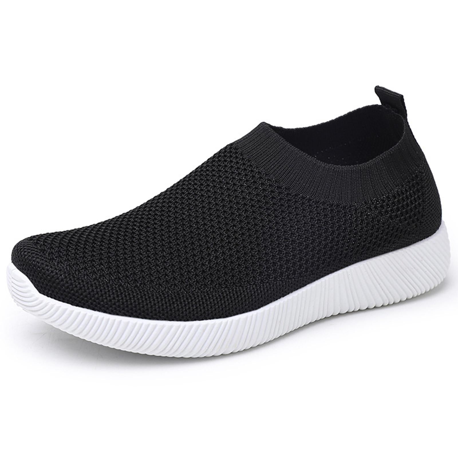 Women Sneakers Shoes Nurse Workwear Slip Resistant Casual Slip On Flat Shoes Black 35