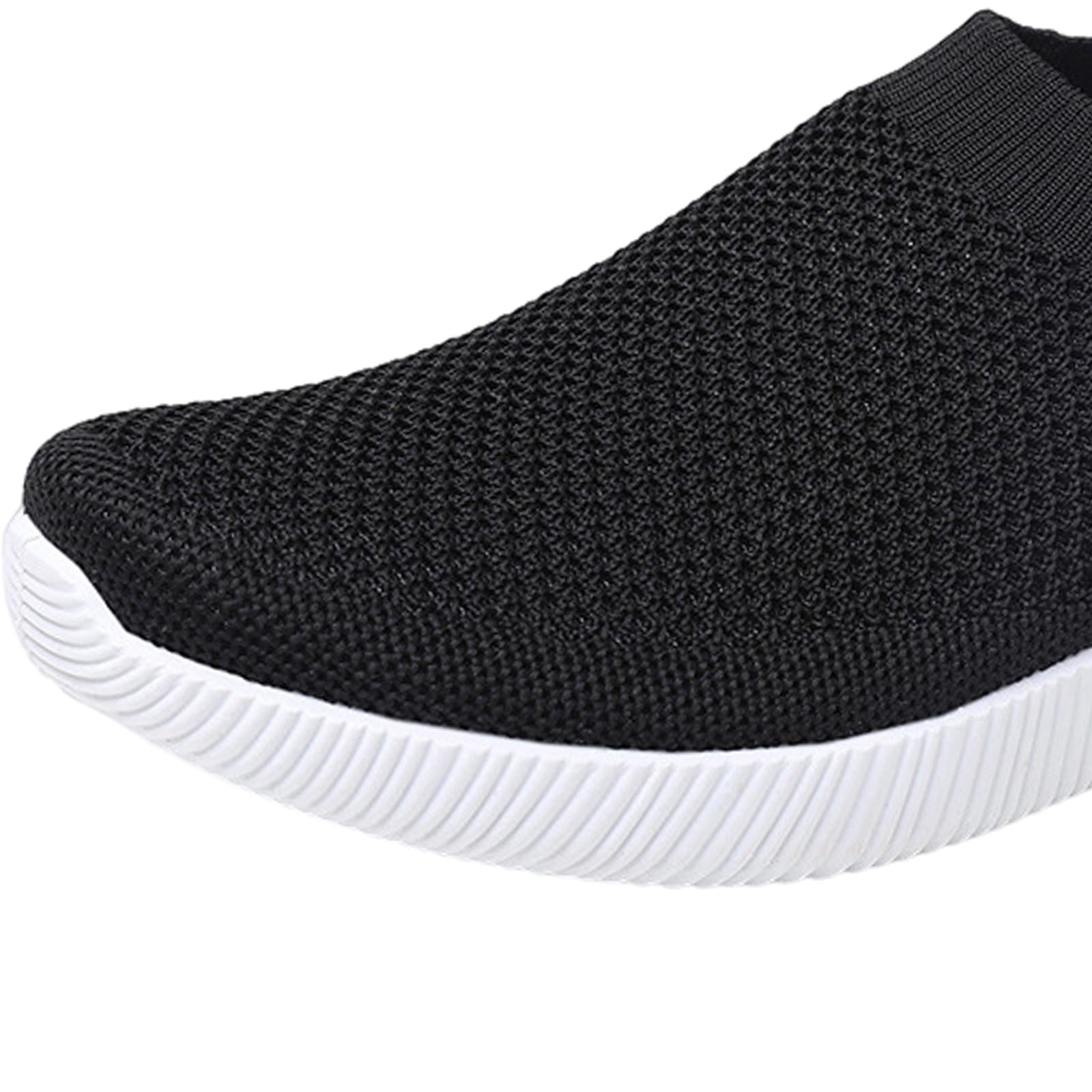 Women Sneakers Shoes Nurse Workwear Slip Resistant Casual Slip On Flat Shoes Black 35