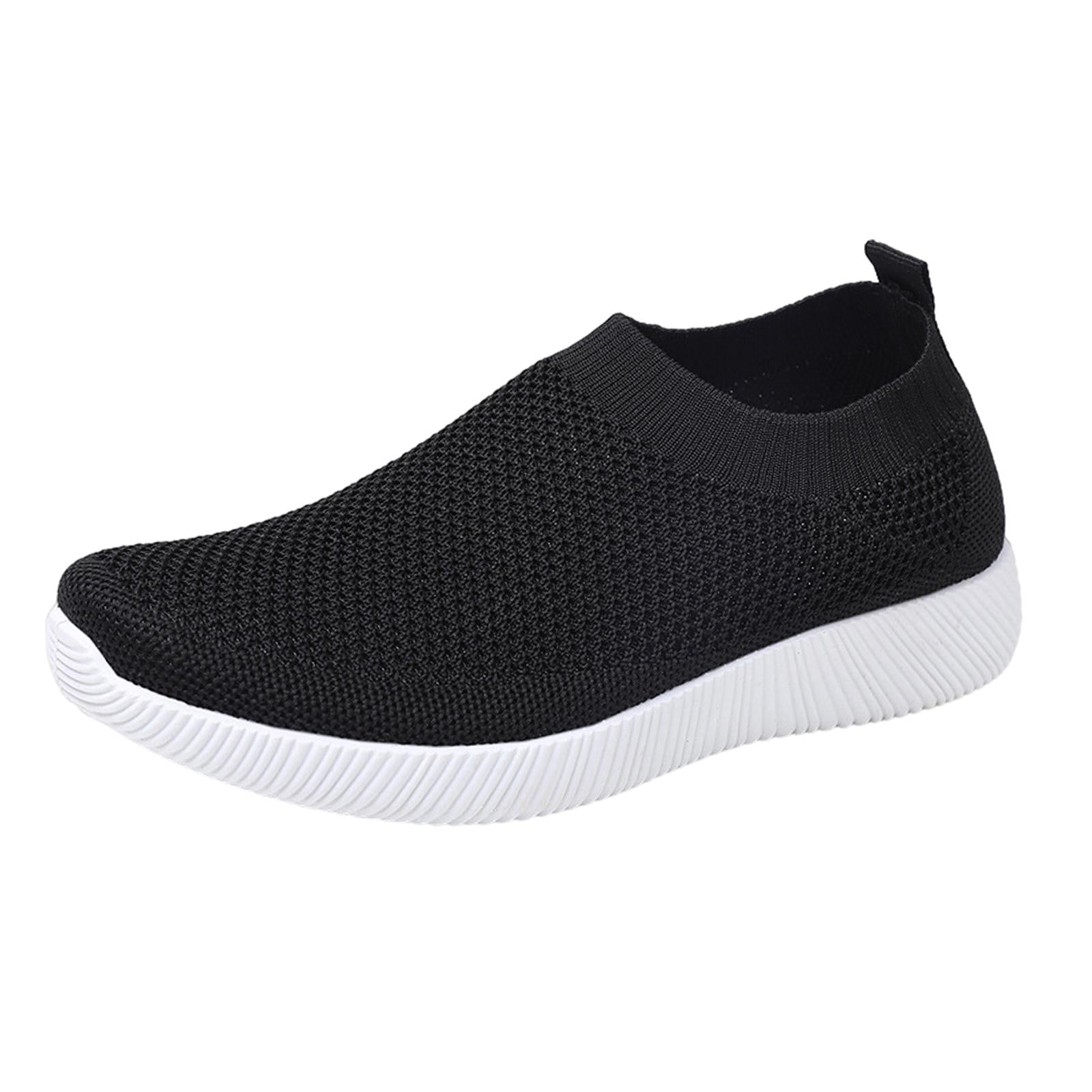 Women Sneakers Shoes Nurse Workwear Slip Resistant Casual Slip On Flat Shoes Black 35