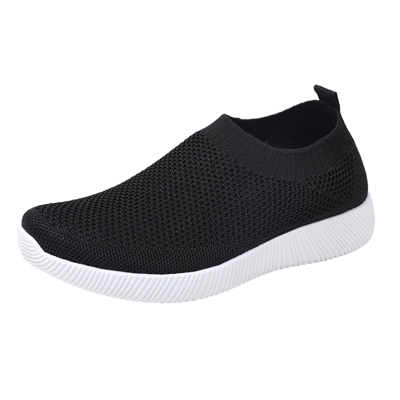 Women Sneakers Shoes Nurse Workwear Slip Resistant Casual Slip On Flat Shoes Black 35