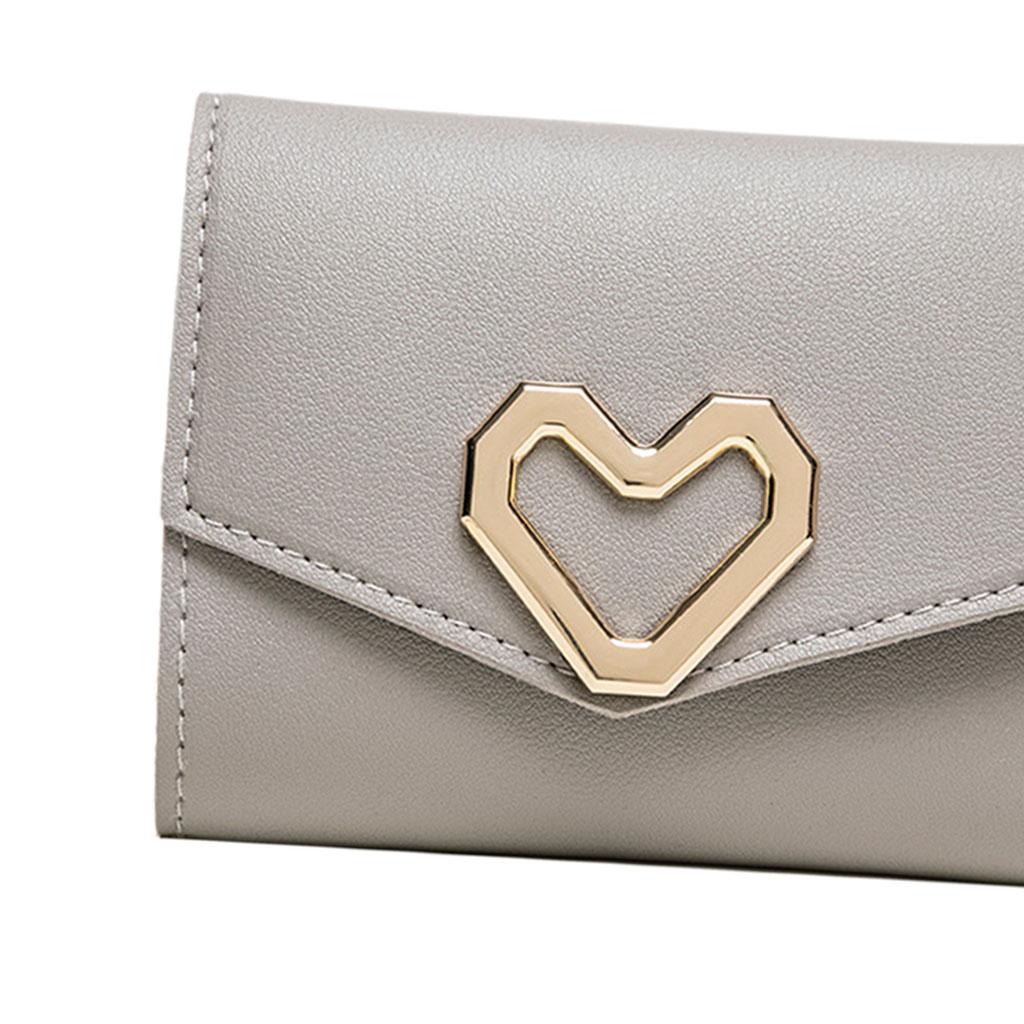 Mini Women Wallet Card Holder Trifold Wallet Folding Clutch Bag Light grey