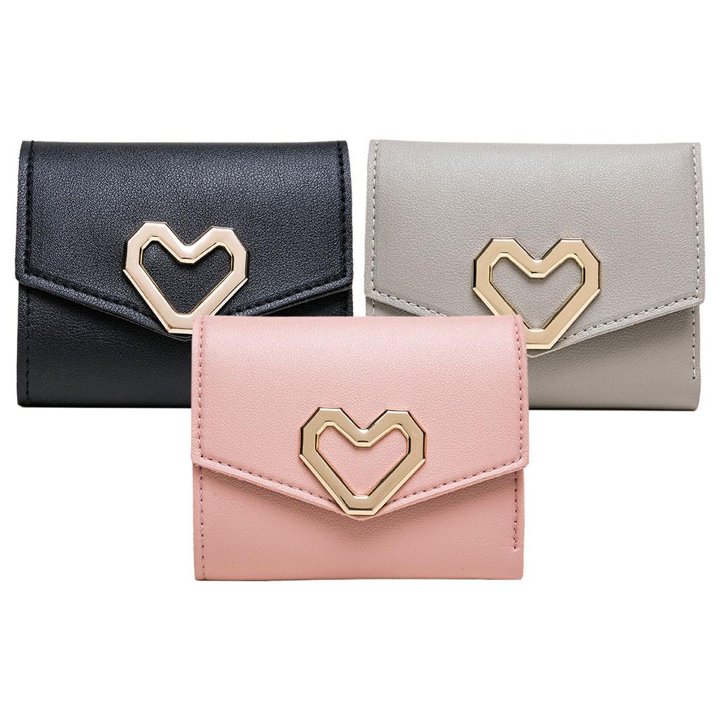 Mini Women Wallet Card Holder Trifold Wallet Folding Clutch Bag Light grey