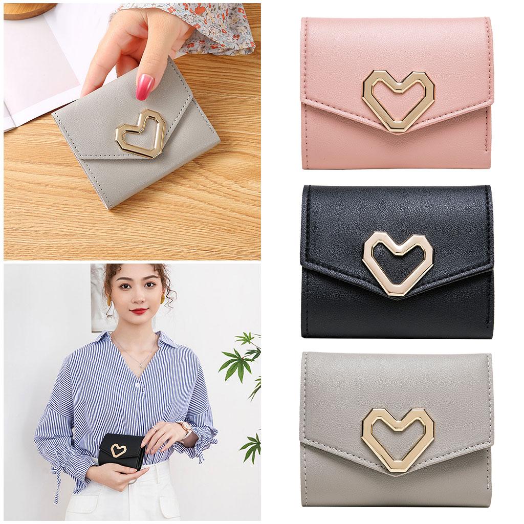 Mini Women Wallet Card Holder Trifold Wallet Folding Clutch Bag Light grey