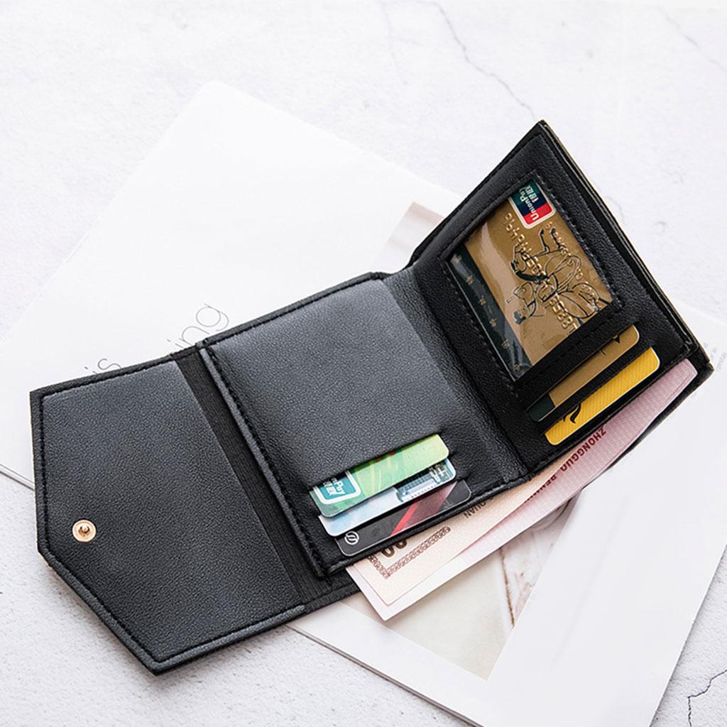 Mini Women Wallet Card Holder Trifold Wallet Folding Clutch Bag Black