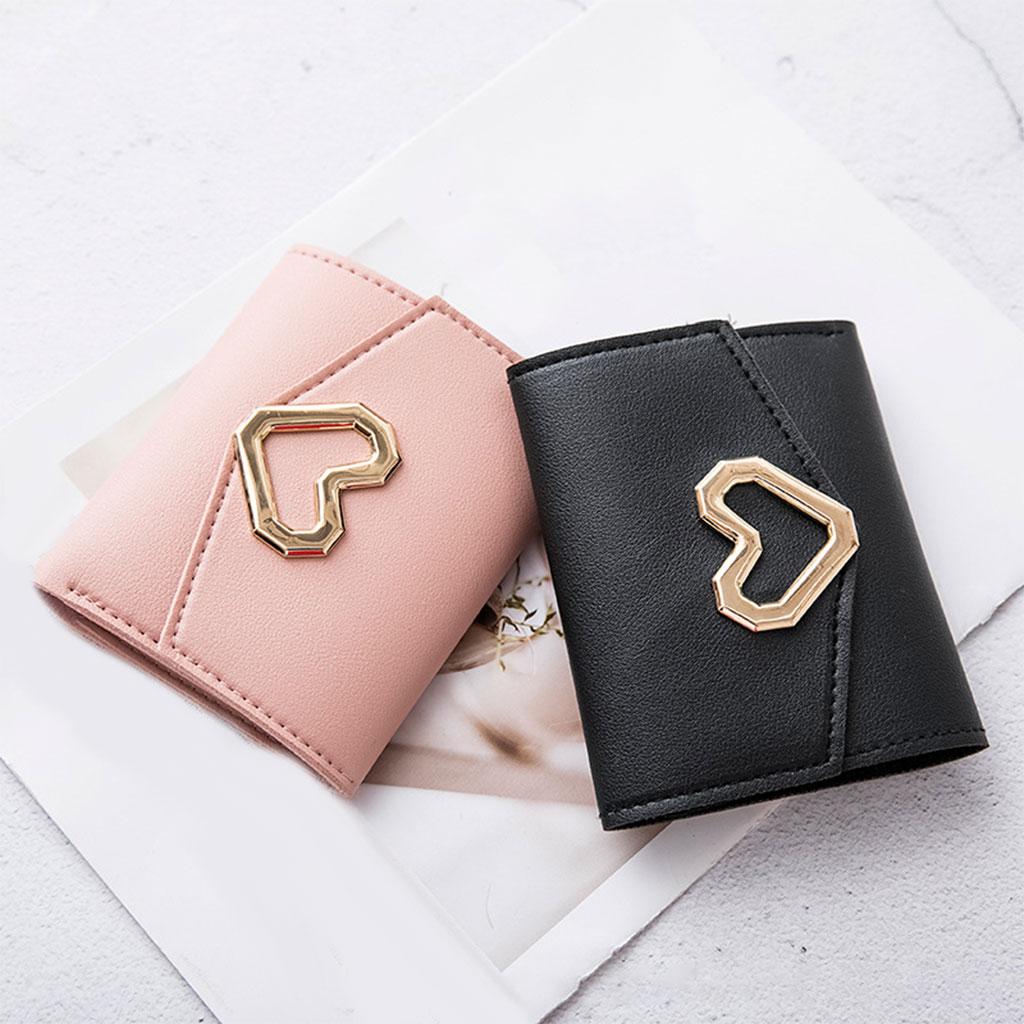 Mini Women Wallet Card Holder Trifold Wallet Folding Clutch Bag Pink