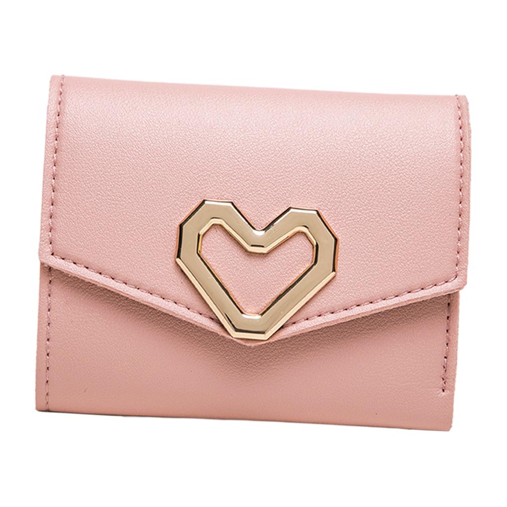 Mini Women Wallet Card Holder Trifold Wallet Folding Clutch Bag Pink